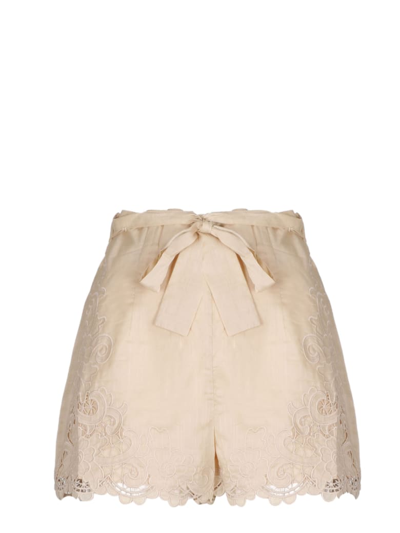 Zimmermann Brighton Scallop Shorts - Nude & Neutrals