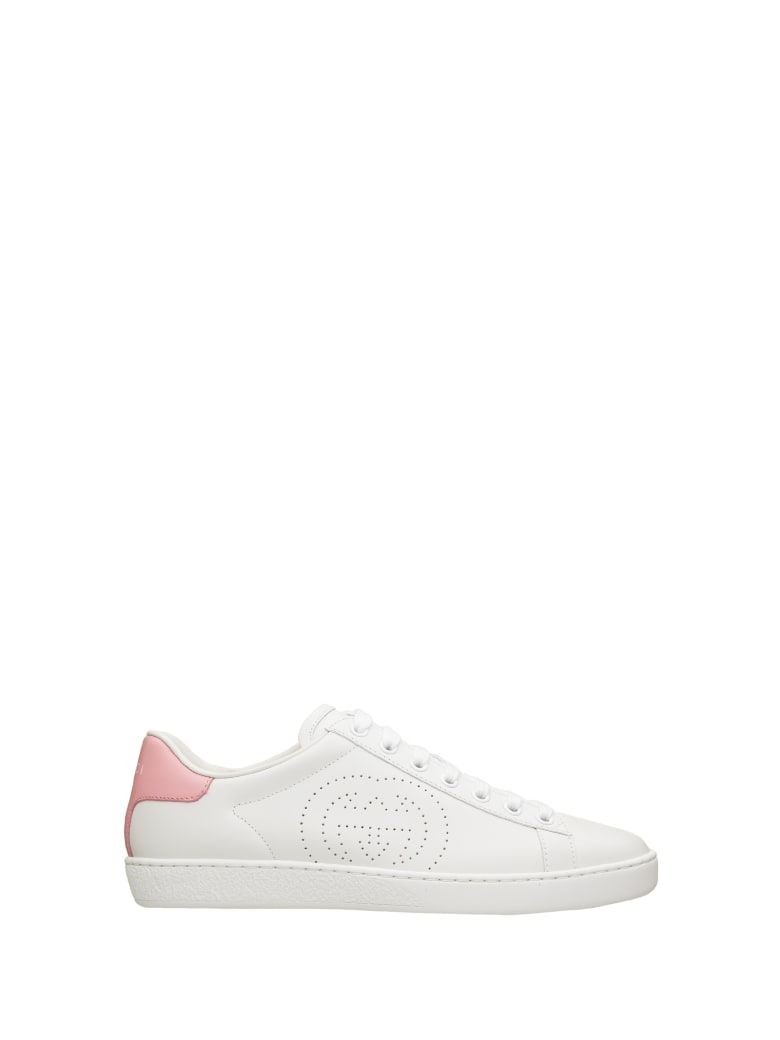 [For 👩] Gucci White And Pink Ace Sneaker