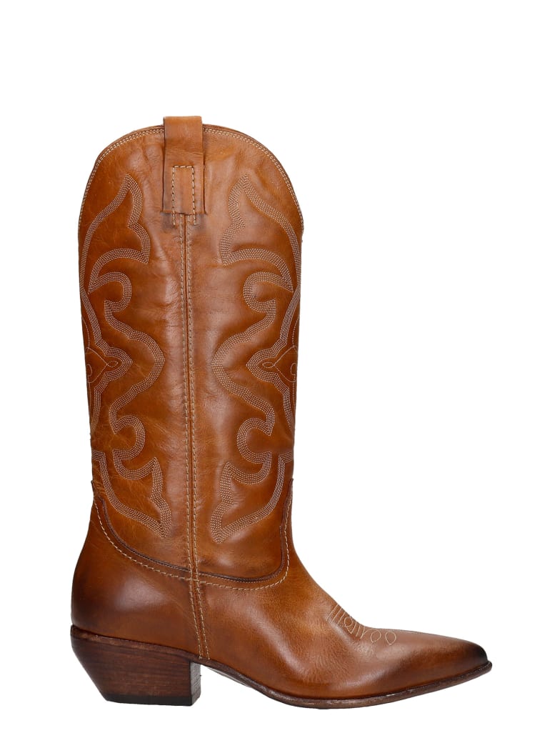 Elena Iachi Texan Boots In Leather Color Leather - leather color