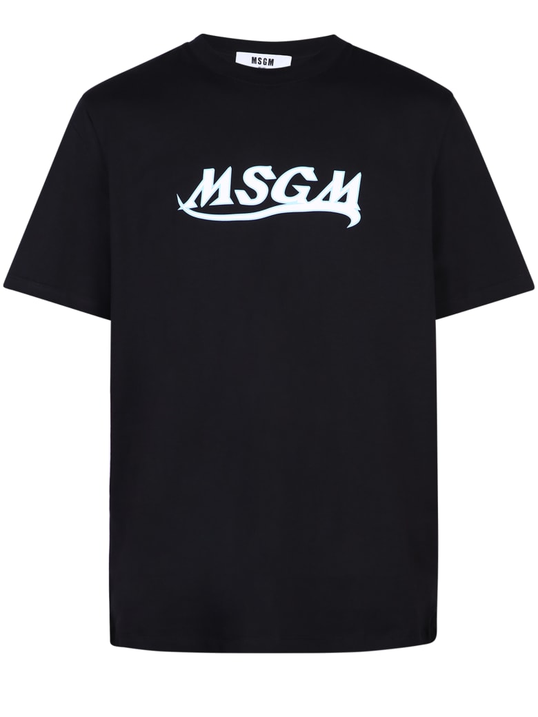 MSGM Logo Print Cotton T-shirt - Nero