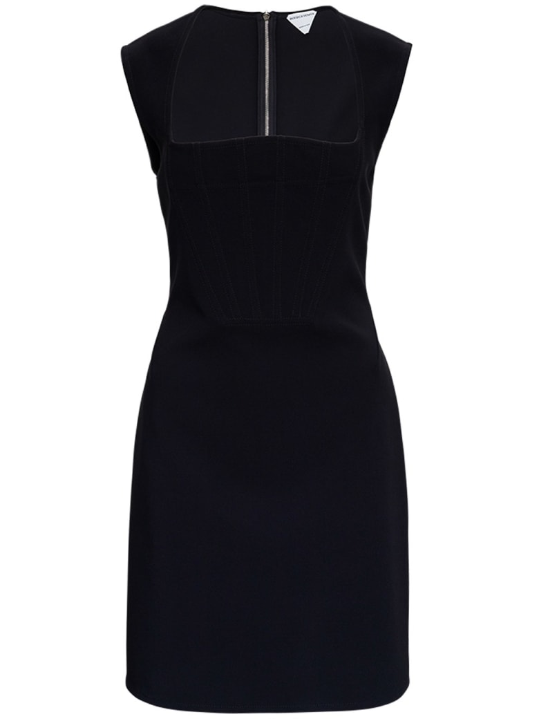 Bottega Veneta Viscose Silk Dress With Cape Sleeves - Nero