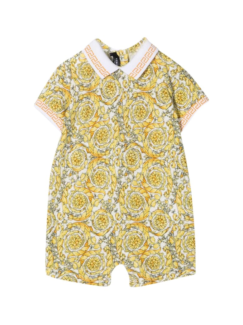 Young Versace Patterned Onesie - Bianco/oro