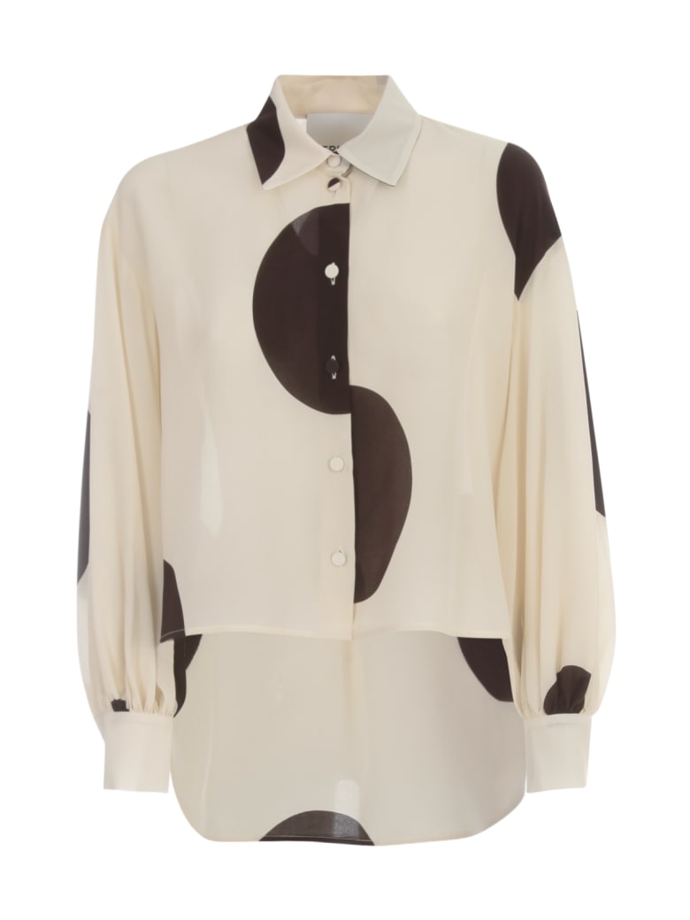 Erika Cavallini Azzurra Silk Shirt W/pois - Stmpw Ivory Pois Printing