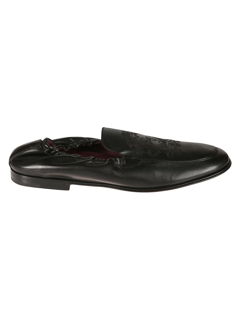 Dolce & Gabbana Logo Embroidered Loafers - Black
