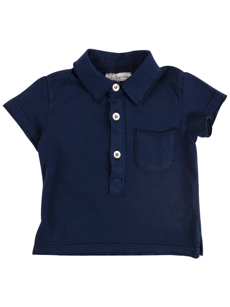 De Cavana Newborn Polo Shirt With Pocket - Blue