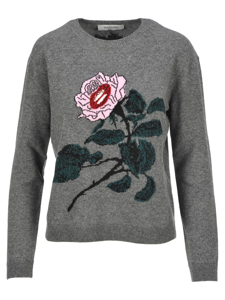 rose embroidered sweater