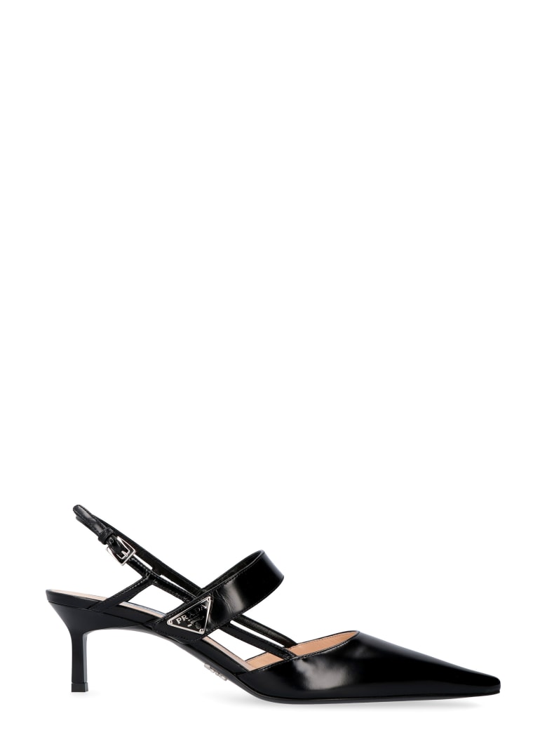 Prada Leather Pointy-toe Slingback - black