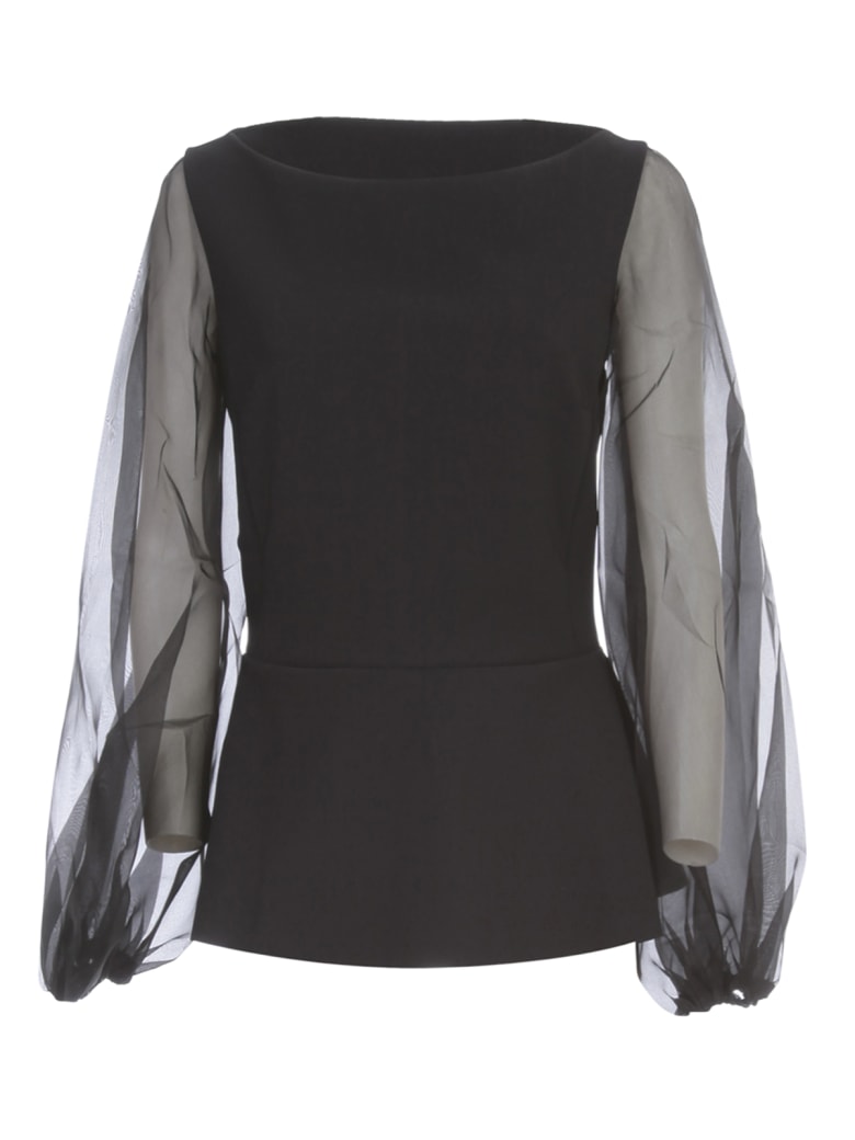 La Petit Robe Di Chiara Boni Top Voille Sleeve - Black