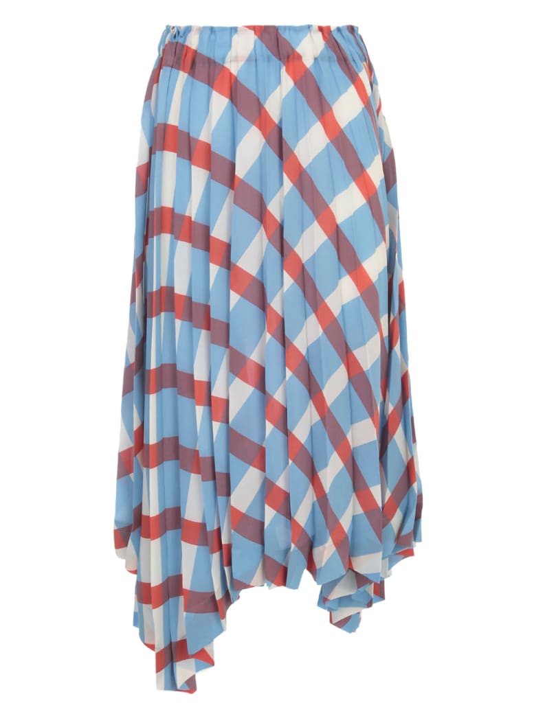 Issey Miyake Long Pleated Skirt A Line Elastic Waist - Blue Hued