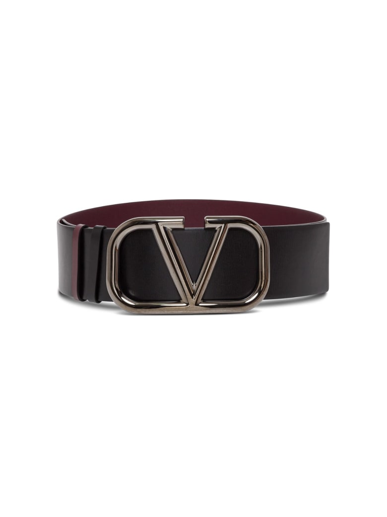 Valentino Garavani Vlogo High Reversible Leather Belt With Buckle - Black