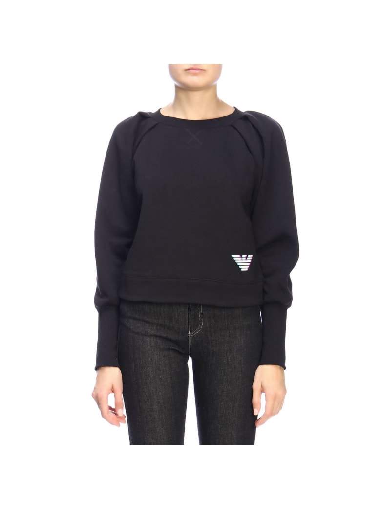emporio armani crew neck logo sweatshirt black