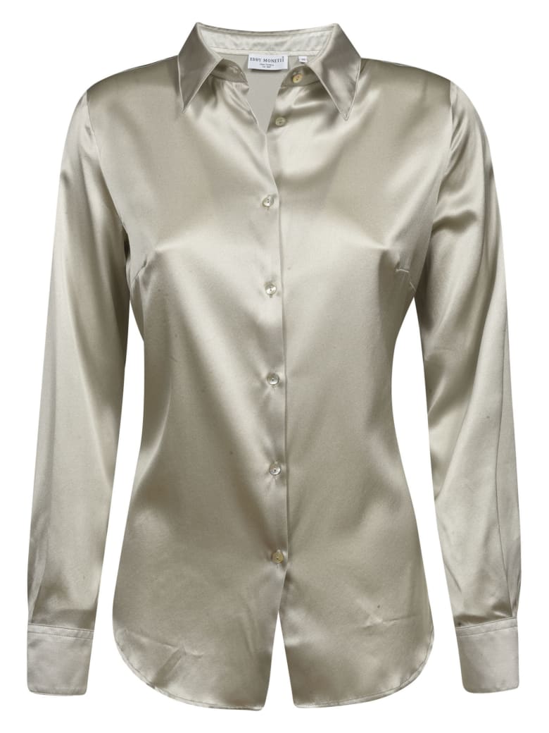 Eddy Monetti Plain Silk Shirt - Pearl Grey