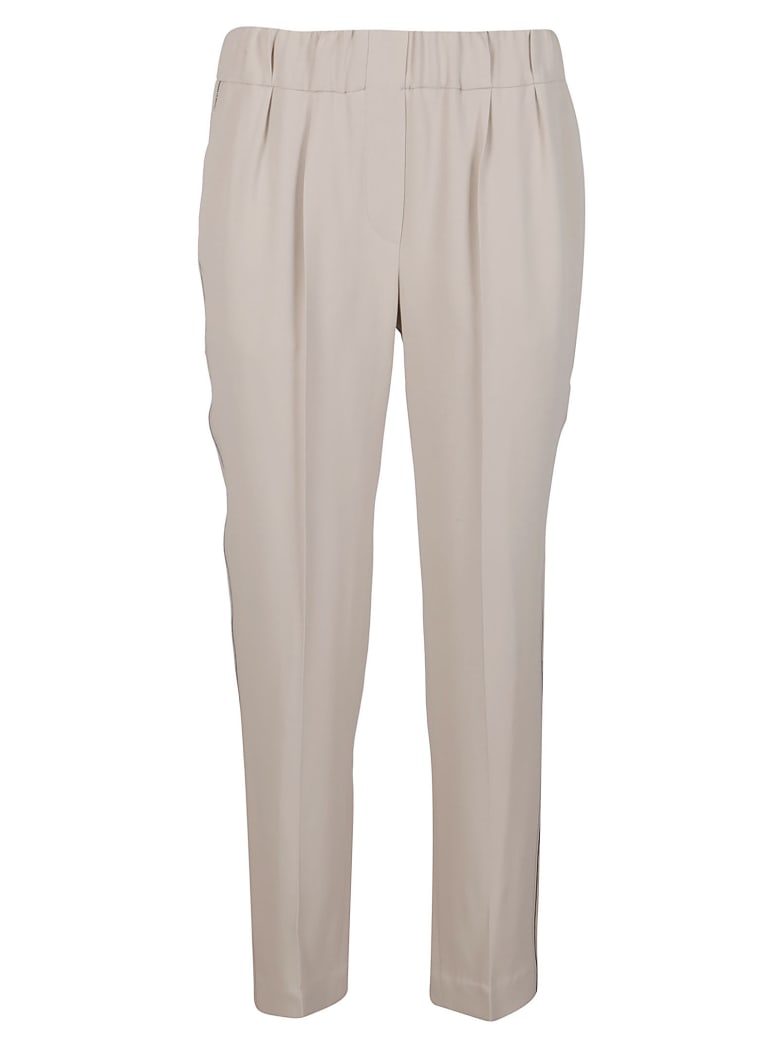 Brunello Cucinelli Beige Silk-blend Trousers - Beige