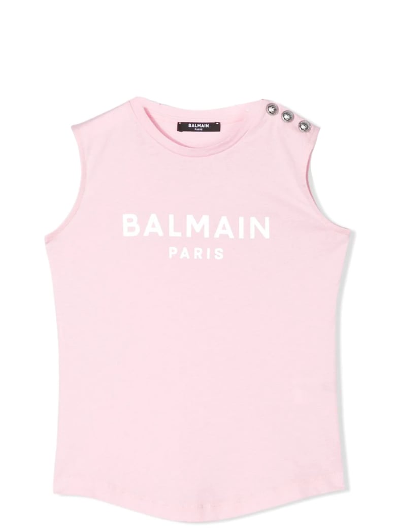 Balmain Tank Top With Buttons - Pink