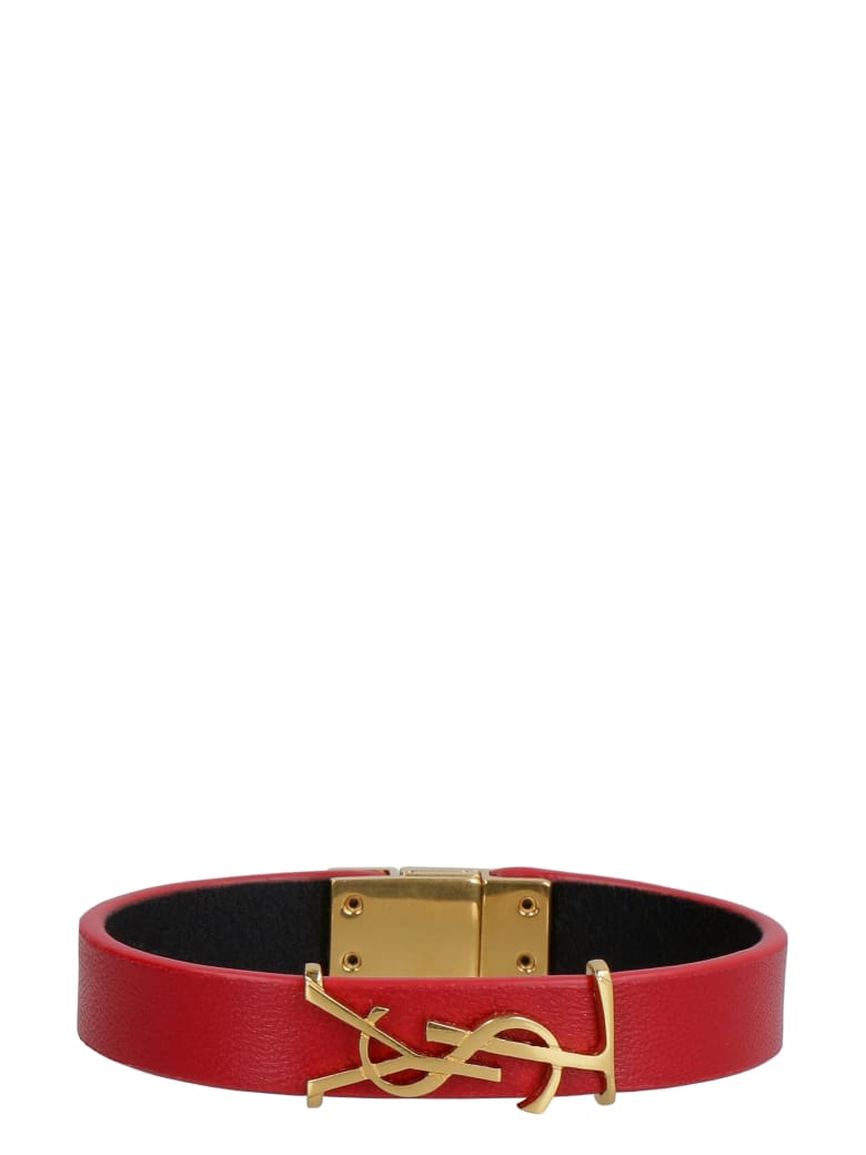 Saint Laurent Opyum Leather Bracelet - red