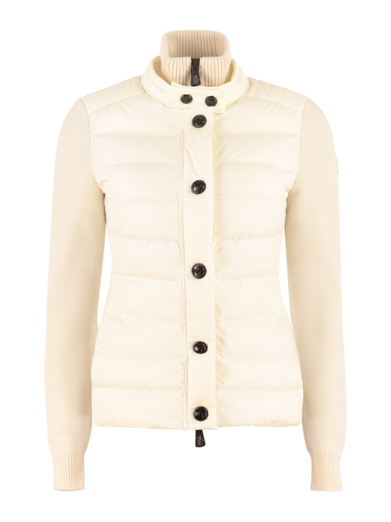 Moncler Grenoble Cardigan With Padded Front Panel - panna