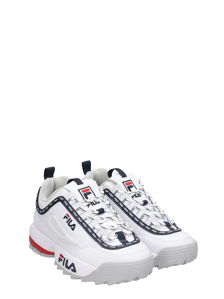 Best price on the market at italist Fila Fila Distruptor Logo Joggesko i hvitt skinn Fila Fila Distruptor Logo Sneakers In White Leather
