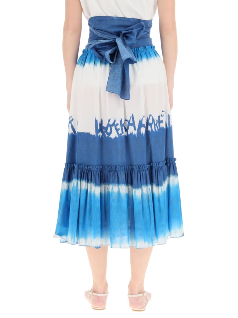 silk tie dye long skirt