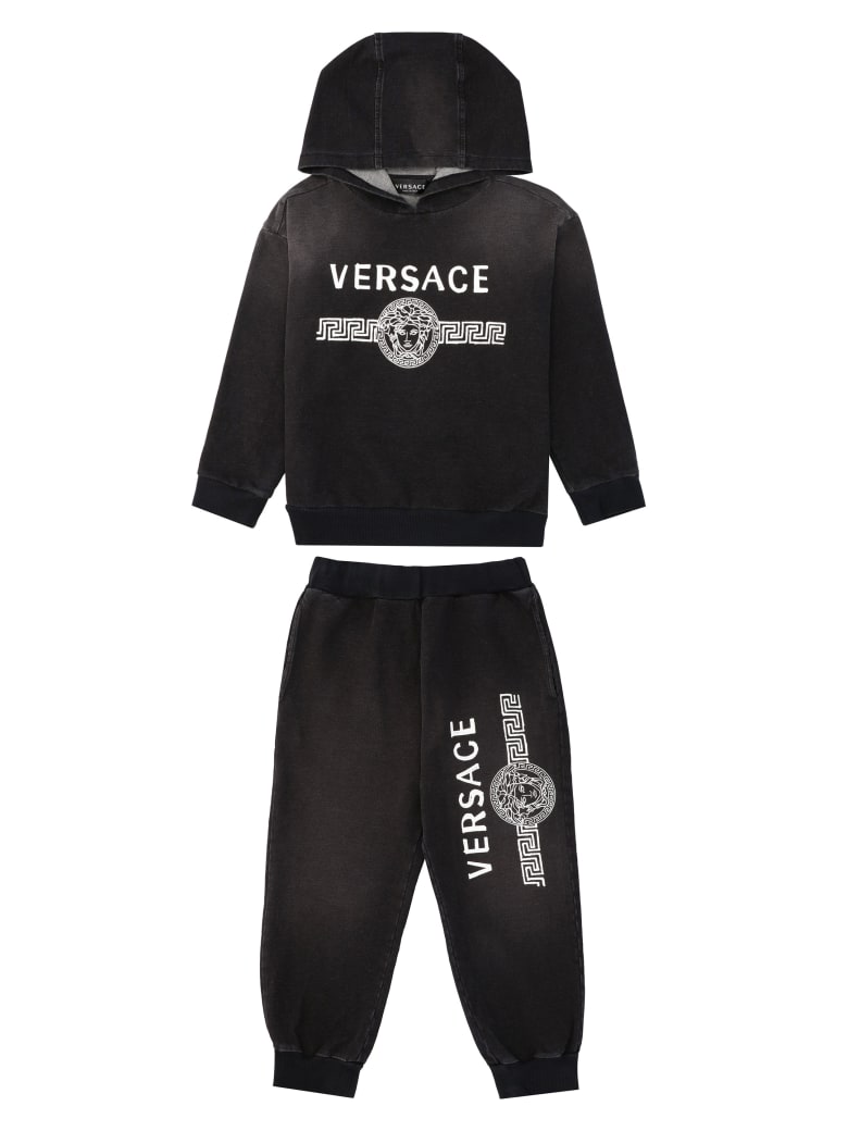Young Versace Logo Print Cotton Set - grey