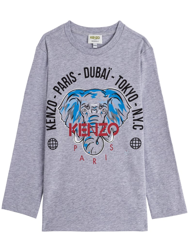 Kenzo Kids Jersey T-shirt With Print - Grey