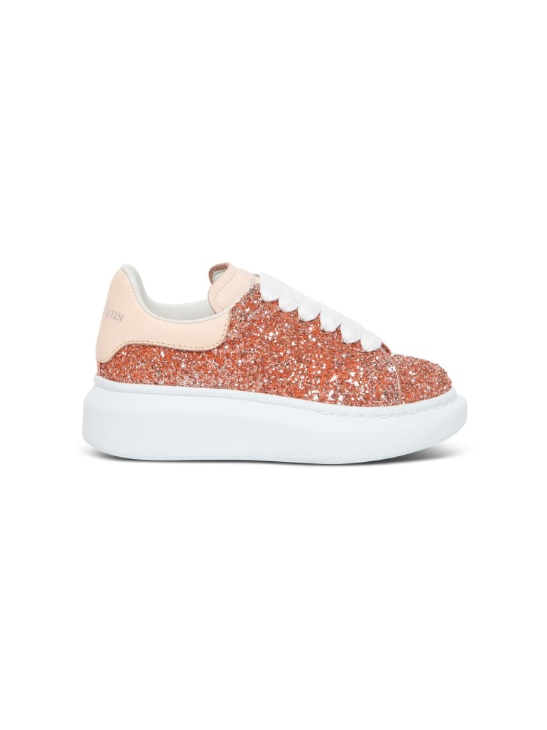 Alexander McQueen Big Sole Sneakers In Glittered Leather - Pink