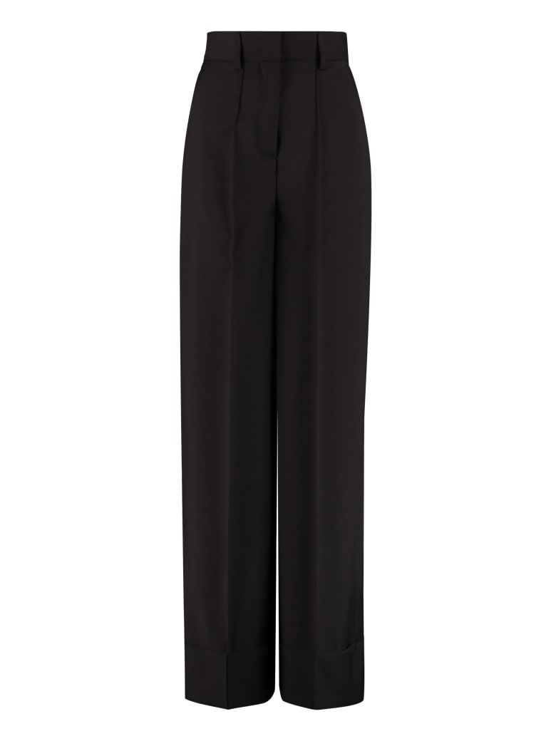 MSGM Wool Wide-leg Trousers - black
