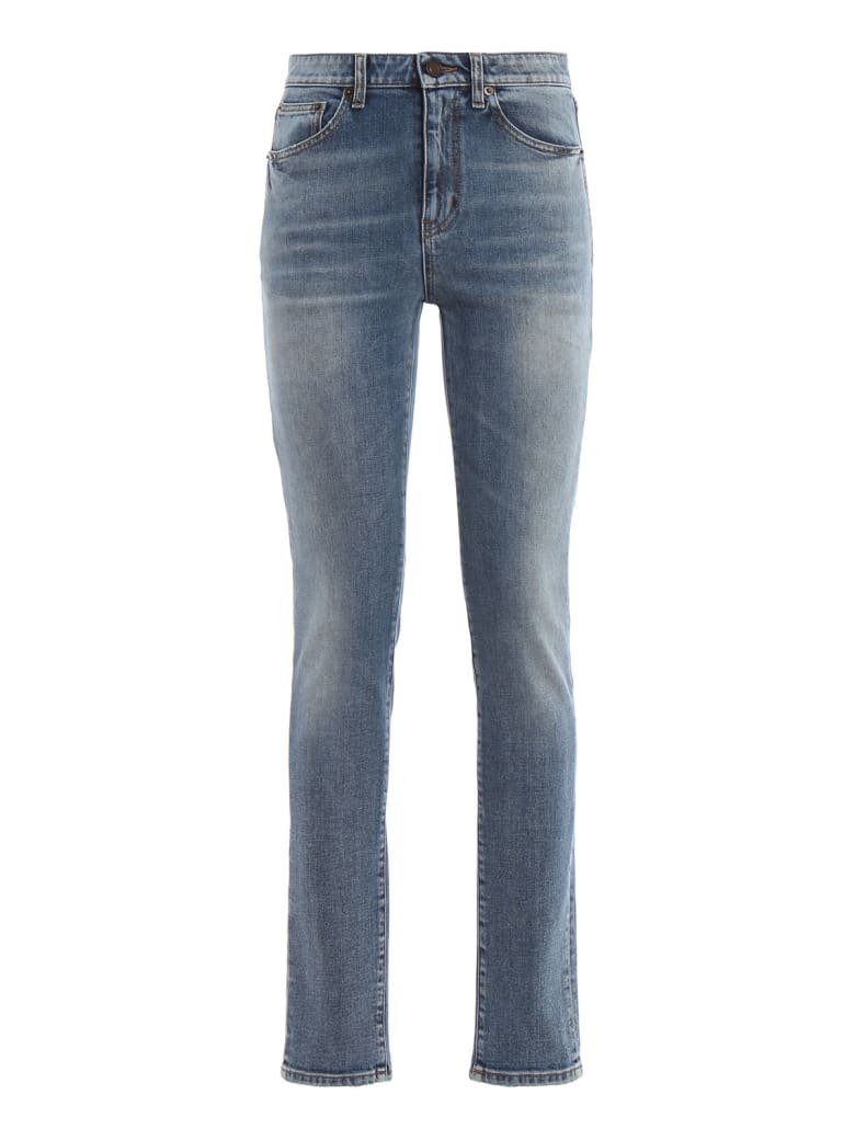 Saint Laurent Saint Laurent Embroidered Skinny Jeans - Used Medium Blue ...