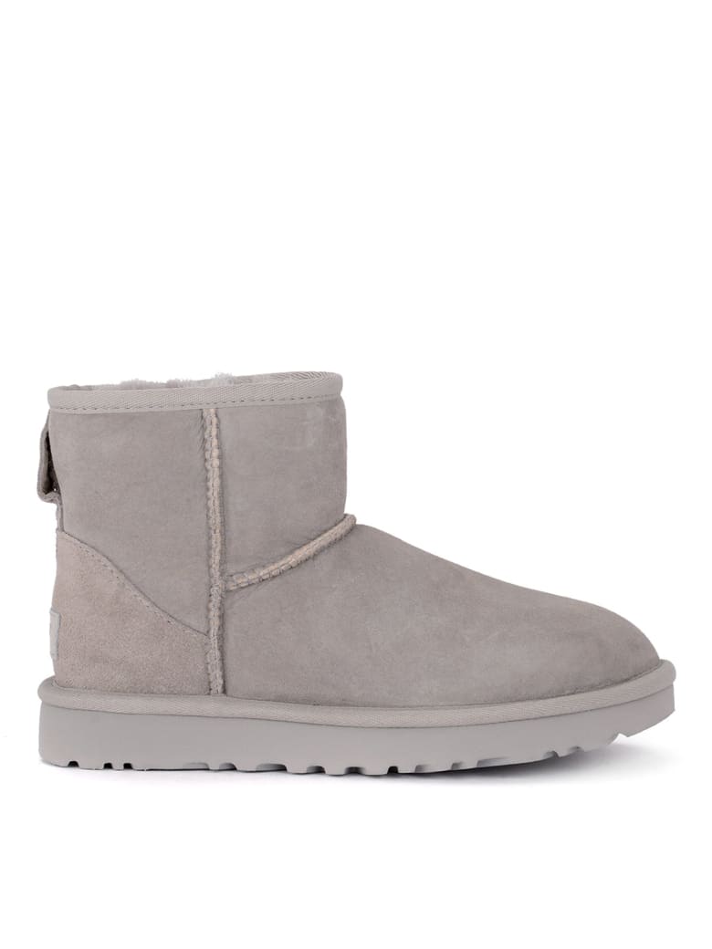 Light Grey Suede Sheepskin Ankle Boots 