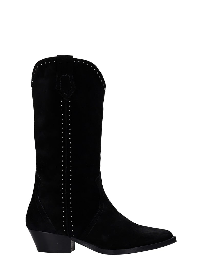 The Seller Texan Boots In Black Suede - black