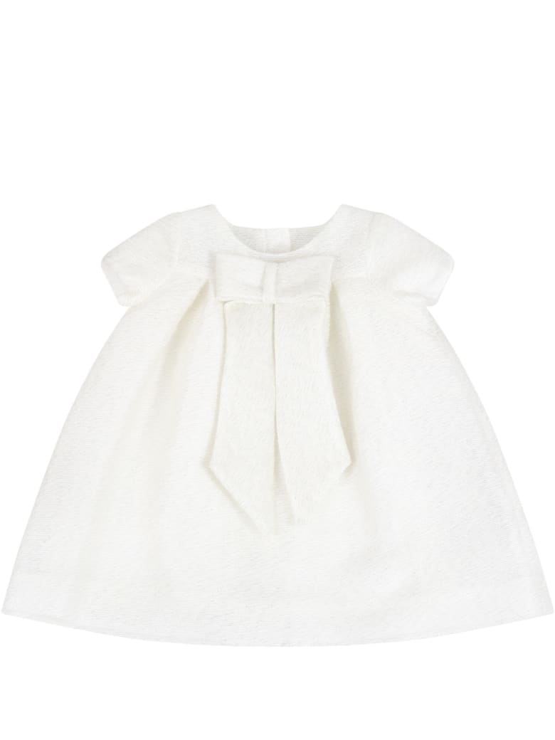 Little Bear Beige Dress For Babygirl With Bow - Beige