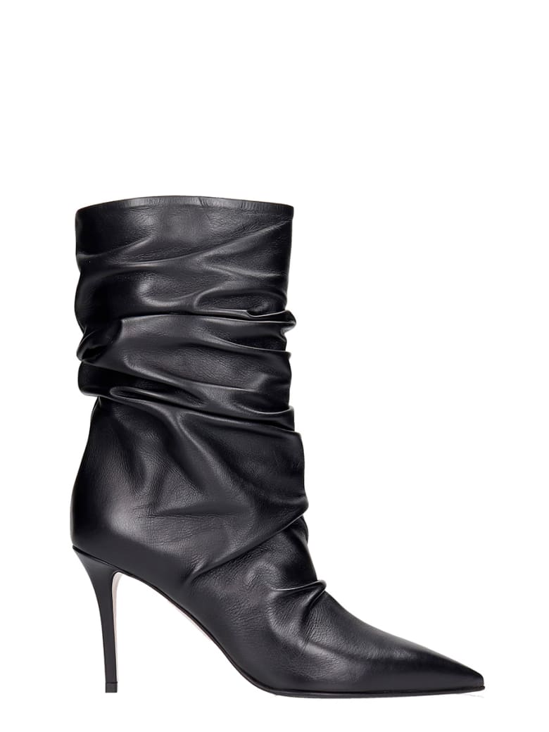 Le Silla Eva 90 High Heels Ankle Boots In Black Leather - black