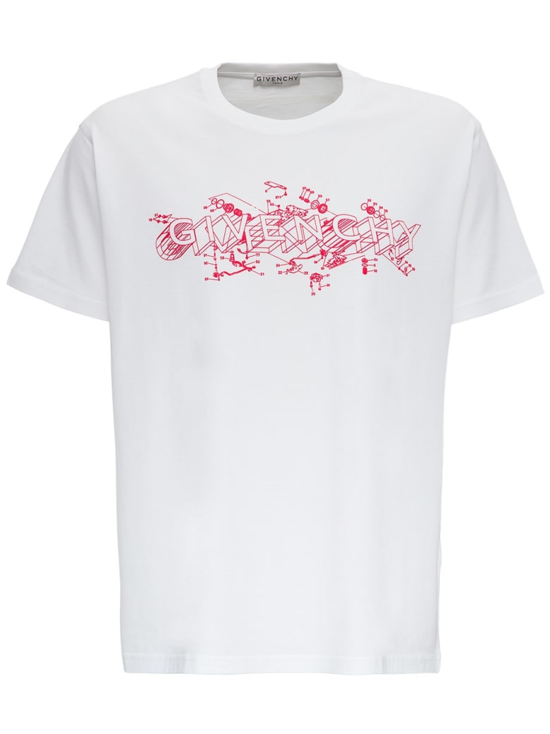 Givenchy Cotton T-shirt With Schematics Logo Print - White