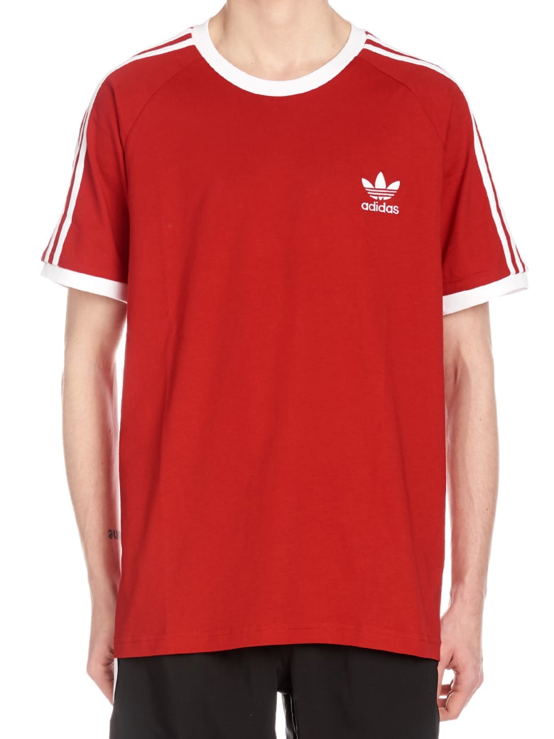 adidas 3 stripe t shirt red