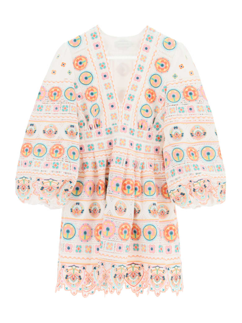 Zimmermann Brighton Mini Dress With Embroideries - Multicolor