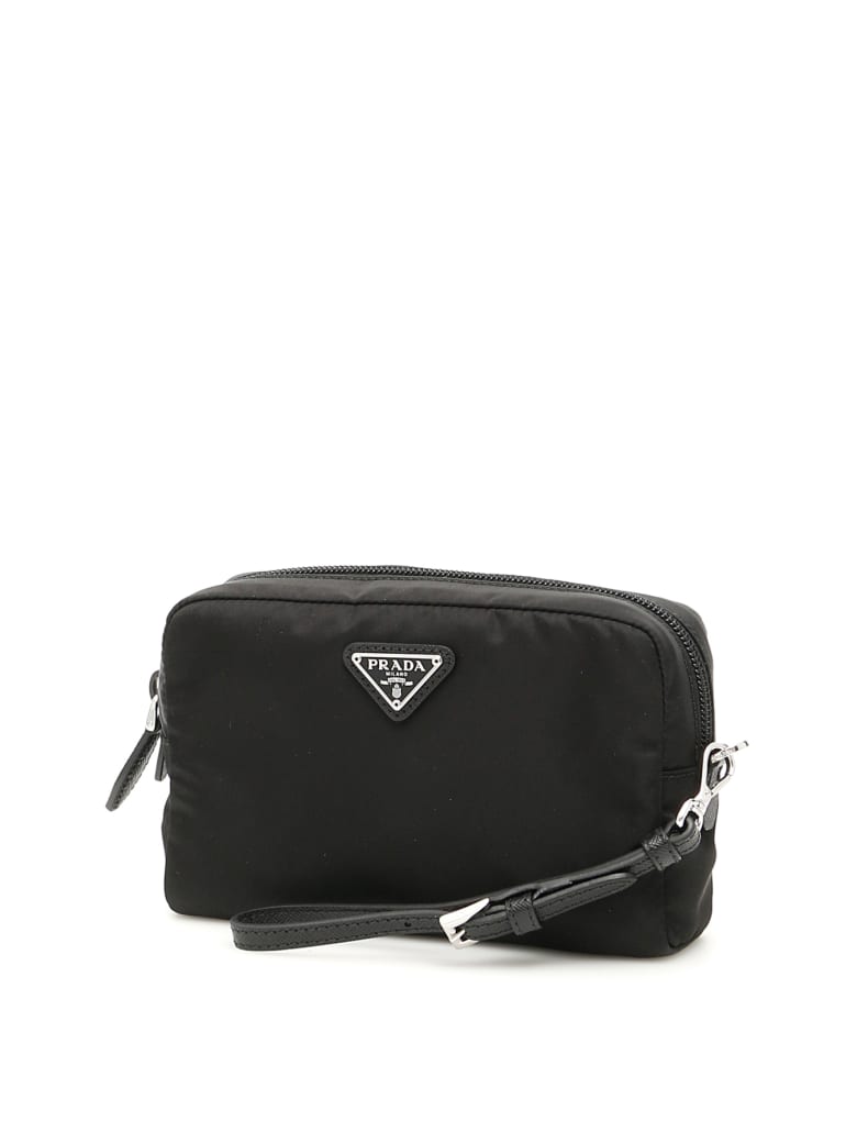 Prada Nylon Pouch With Handle - NERO (Black)