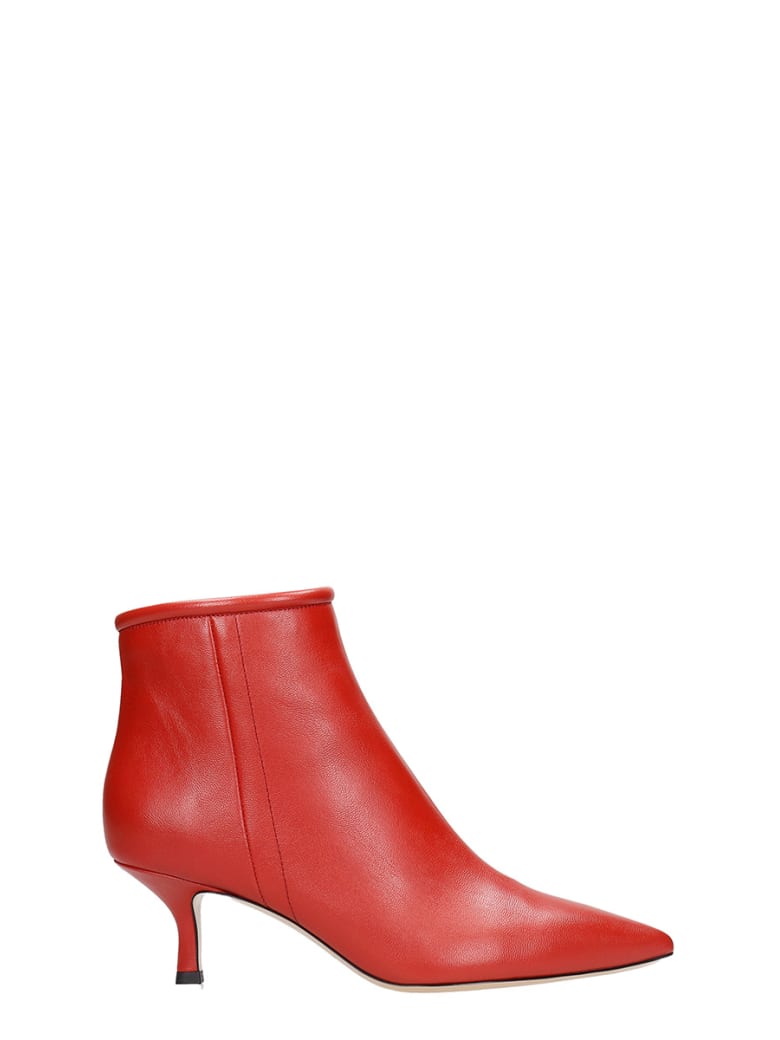Fabio Rusconi Low Heels Ankle Boots In Red Leather - red