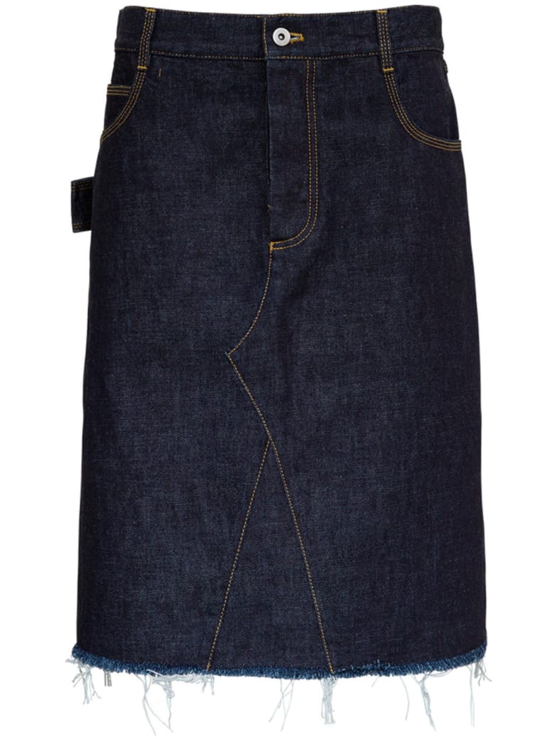 Bottega Veneta Denim Skirt With Contrasting Stitching - Blu