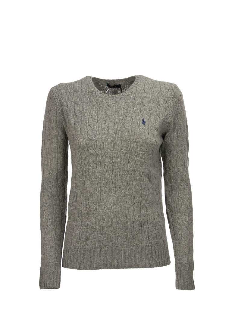 Ralph Lauren Cable Wool Crewneck Jumper - Grey Melange