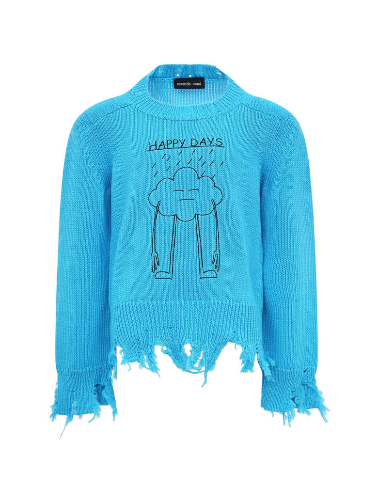 Riccardo Comi Light Blue "happy Day" Sweater For Kids - Light Blue