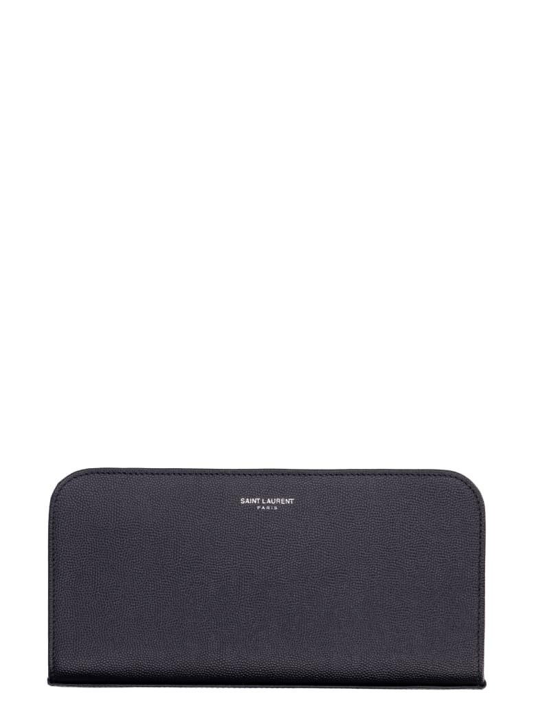 Saint Laurent Logo Leather Wallet - black