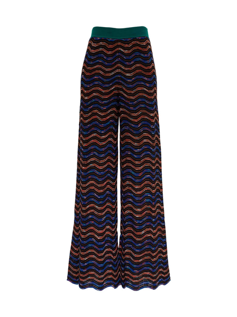 M Missoni Multicolor Wool Blend Trousers - Blu