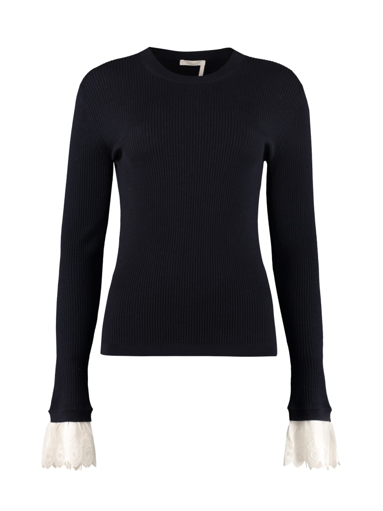 Chloé Ribbed Knit Top - blue