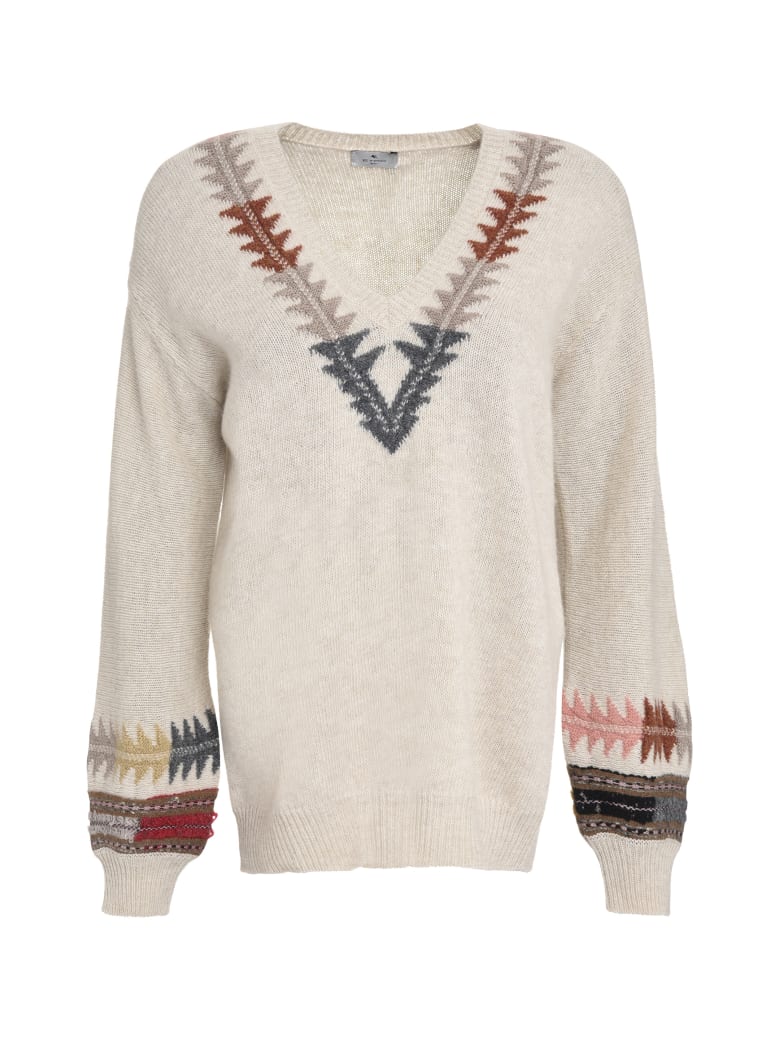 Etro Intarsia V-neck Pullover - Beige