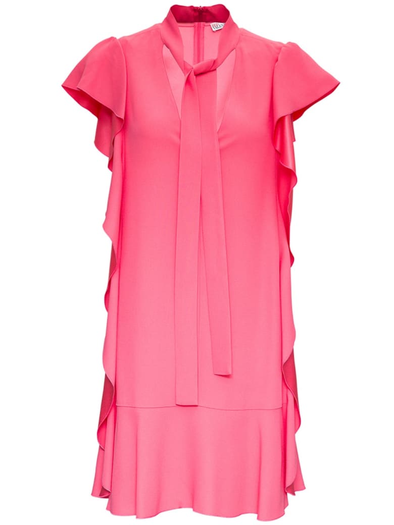RED Valentino Pink Crepe Dress With Ruches Detail - Pink