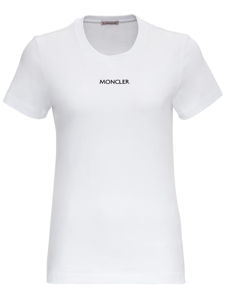 Moncler Jersey T-shirt With Logo Inlay - White