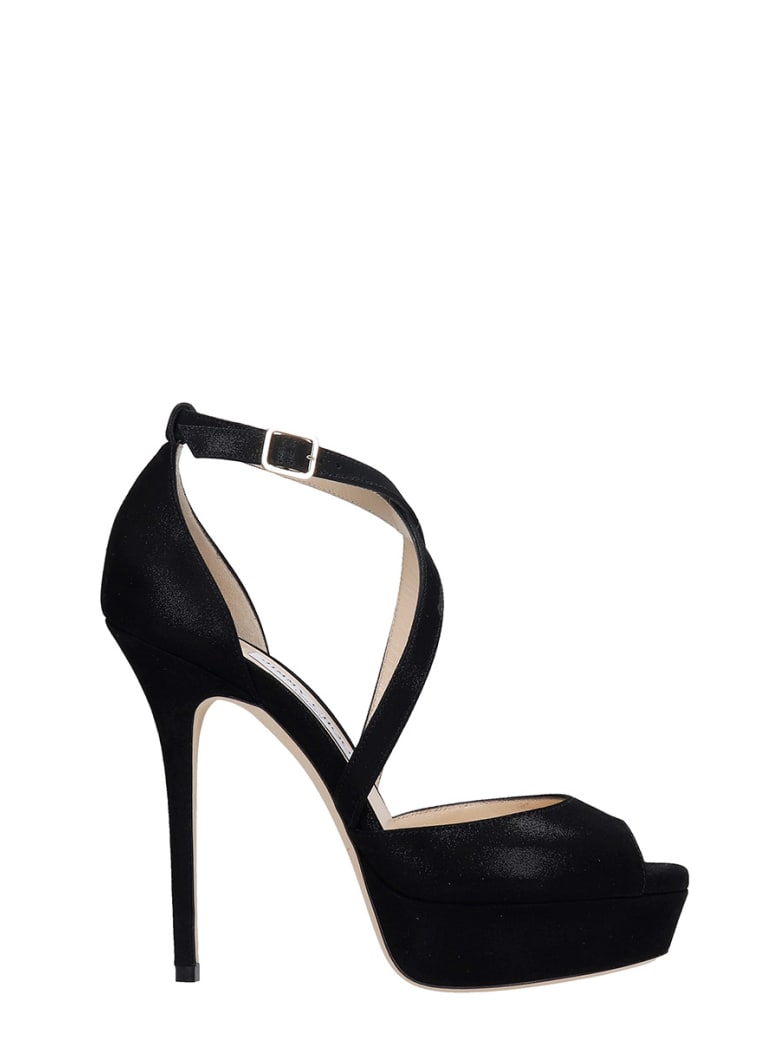 Jimmy Choo Jenique 125 Sandals In Black Suede - black