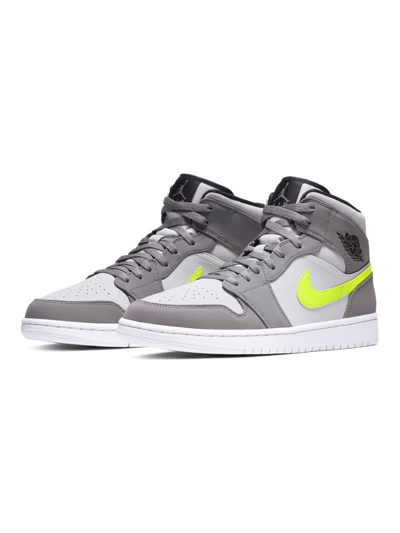 Nike Air Jordan 1 Mid - Gunsmoke/volt-neutral Grey-white ...