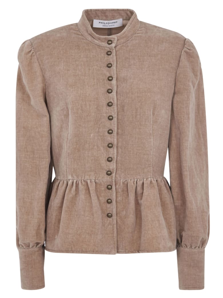 Philosophy di Lorenzo Serafini Band-collar Buttoned Top - Brown
