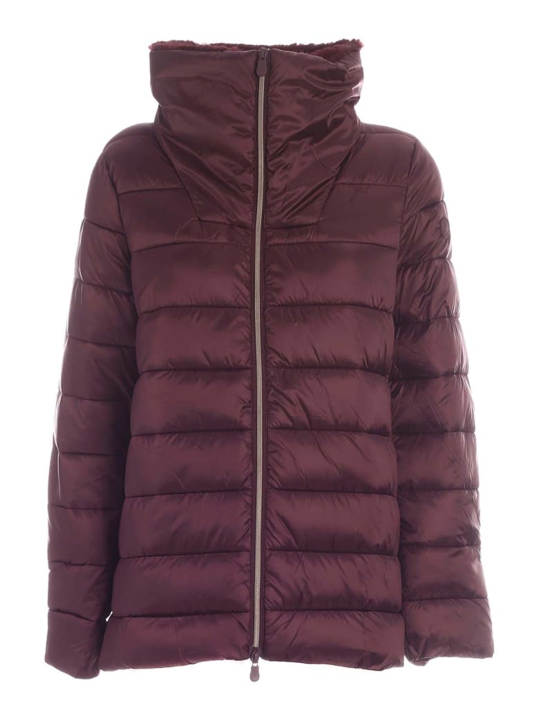 Save the Duck Fured Collar Down Jacket - Bordeaux