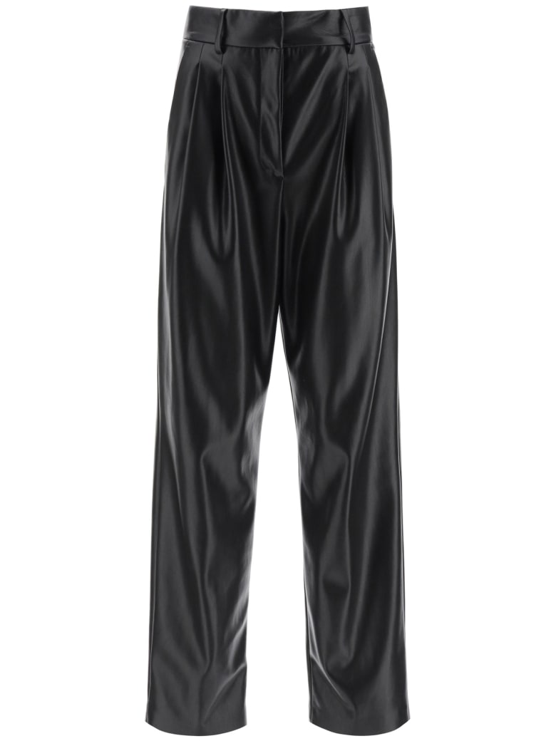MSGM Faux Leather Loose Trousers - Nero